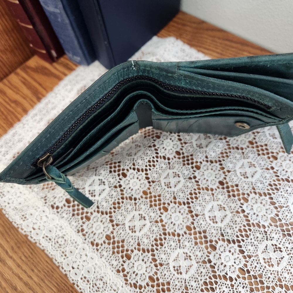 Distressed Embossed Leather Wallet - Picture 9 of 15